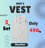 3 PC's Men's White Vest
