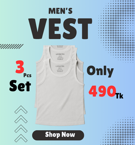 3 PC's Men's White Vest