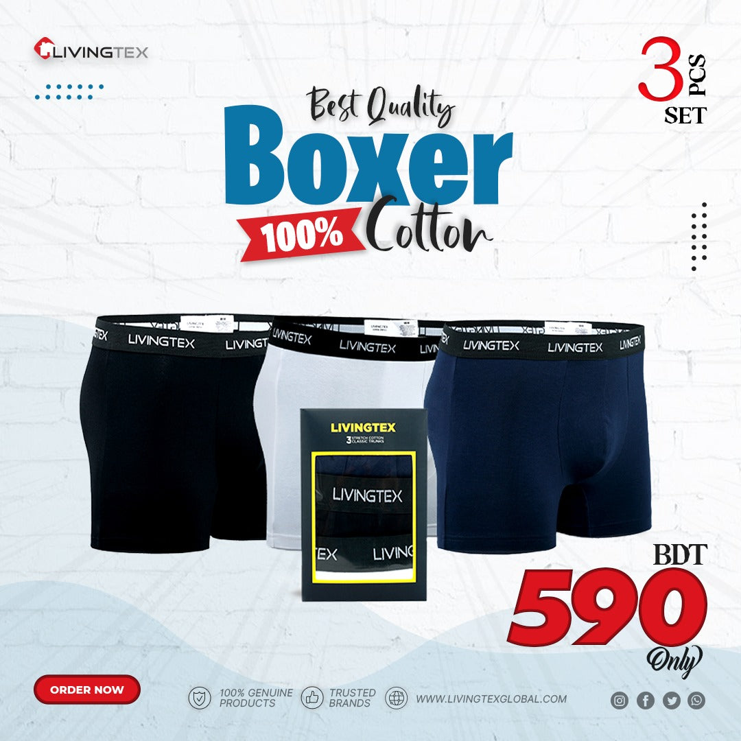 3 Pc's Men's Premium Boxer (Solid Color)