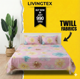 𝗣𝗶𝗻𝗸 𝗠𝗲𝗮𝗱𝗼𝘄 𝐊𝐢𝐧𝐠 𝐒𝐢𝐳𝐞 𝐁𝐞𝐝𝐬𝐡𝐞𝐞𝐭 (Twill Cotton)