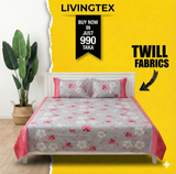 𝗚𝗿𝗲𝘆 𝗦𝗮𝗸𝘂𝗿𝗮 𝐊𝐢𝐧𝐠 𝐒𝐢𝐳𝐞 𝐁𝐞𝐝𝐬𝐡𝐞𝐞𝐭 (Twill Cotton)