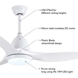 TCL 48 Inch Modern Ceiling Fan with Lights and Remote Control