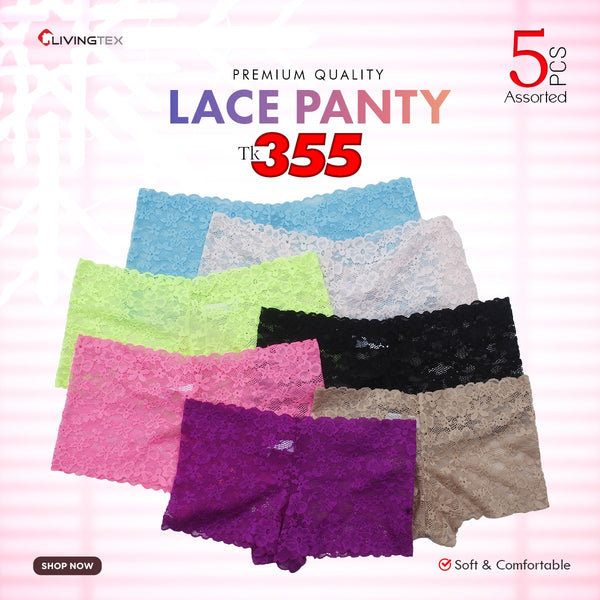 Livingtex 4 Pcs Lace Panties/Floral Net Panties/Underwear For