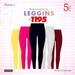 5 Pcs Pack Fixed Color Leggings for Women