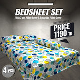 100% Cotton King Size Bedsheet (4 Pcs Set)