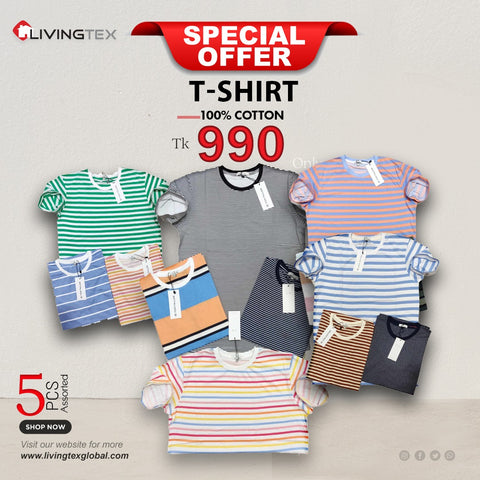 5 Pcs Check Desing and Assorted T-Shirt