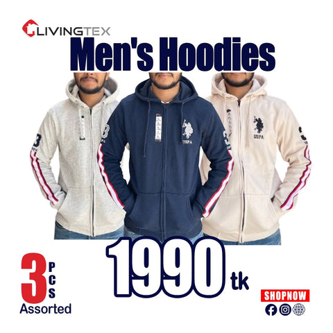 3 Pcs Assorted Pullover Hoodie Premium Cotton