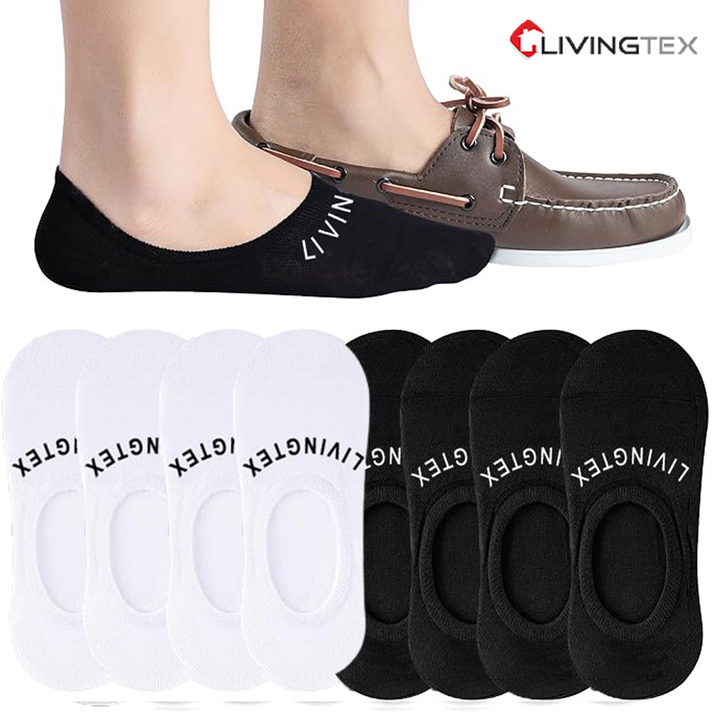 No Show Socks 4 Pair ( Black + White )