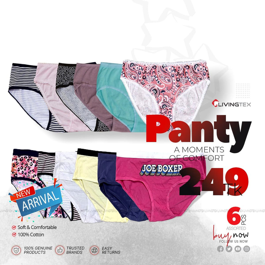 6 PC's Assorted/ Random Design Women Sexy Panties Soft Cool Underwear Thong  -Livingtex