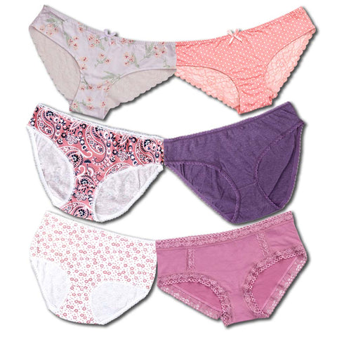 6 PC's Assorted/ Random Design Women Sexy Panties Soft Cool