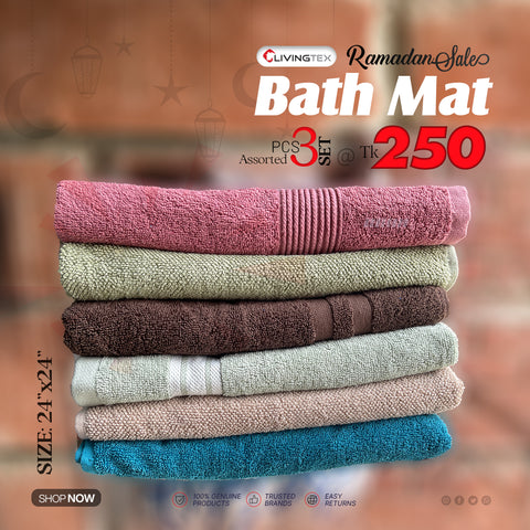 3 Pcs Assorted Color Bath Mat