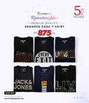 5 Pcs Branded Dark and Assorted T-Shirt