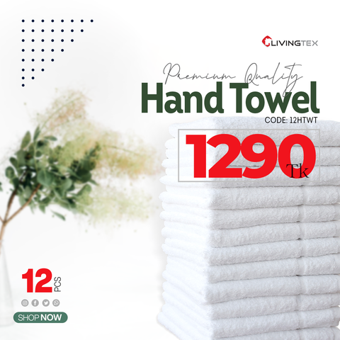 12 PCs white Hand Towel