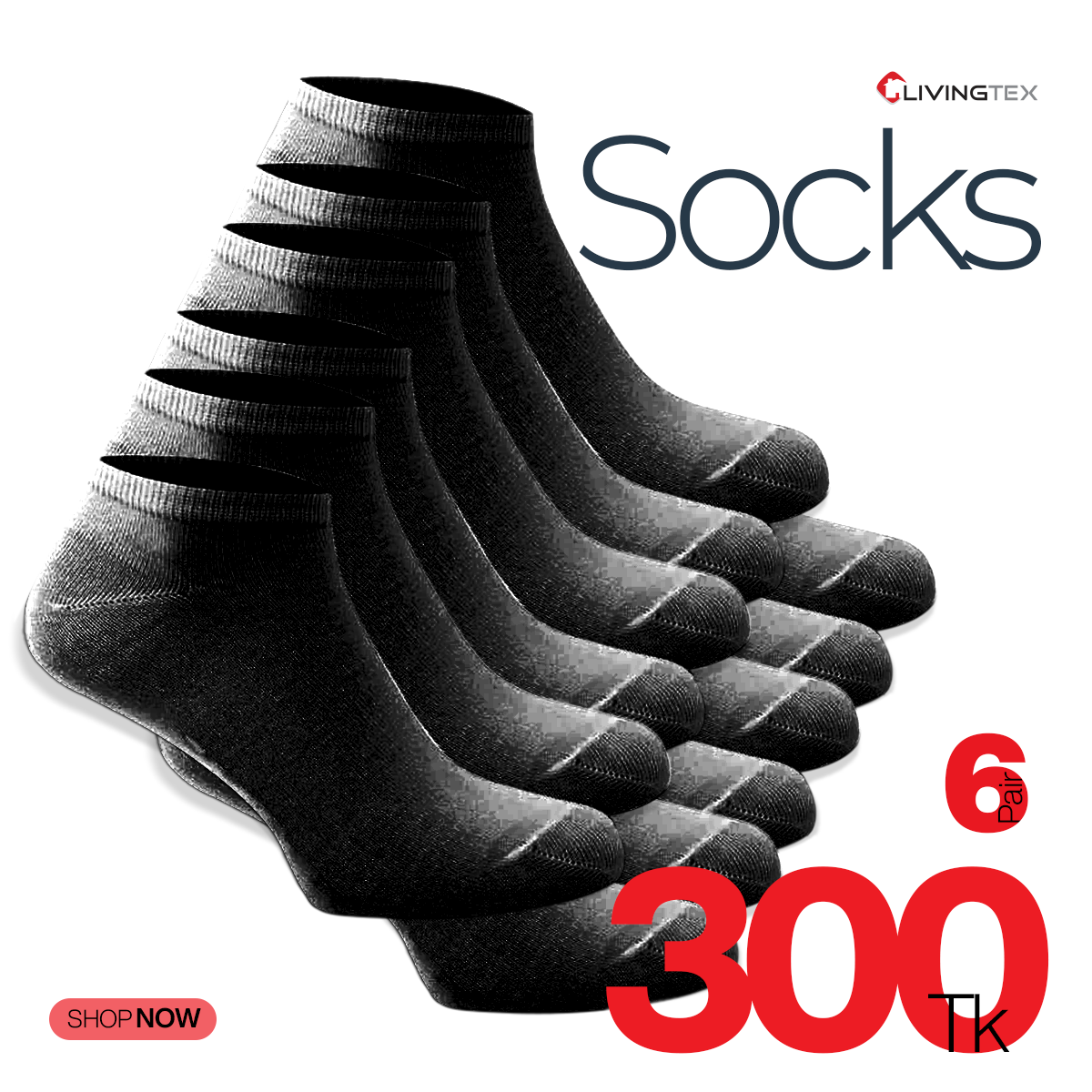 6 Pair black Socks