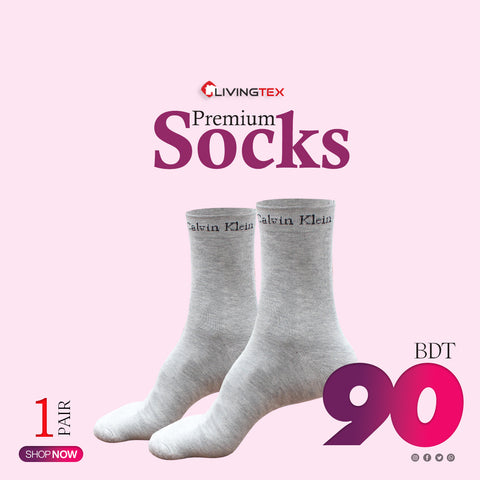1 Pair Solid Grey Color Socks
