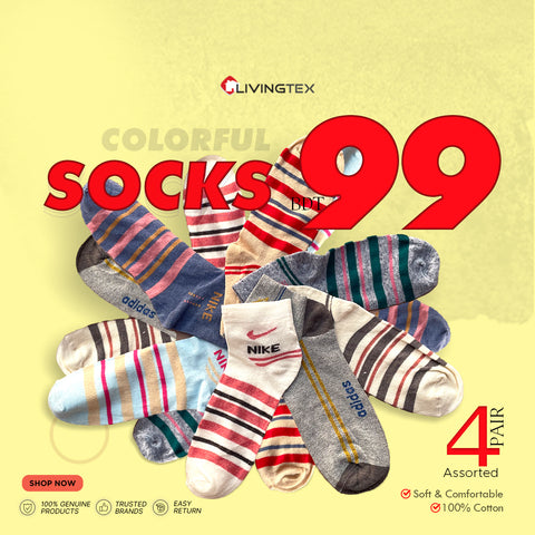 4 Pair Multicolor Assorted Socks