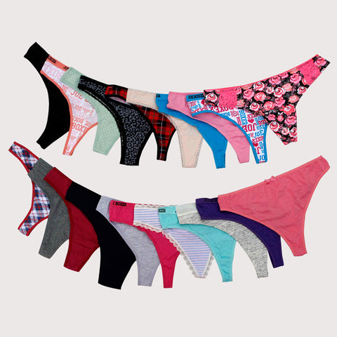 Pack of 10 Assorted Multicolor Ladies Premium Sexy Thong Cotton